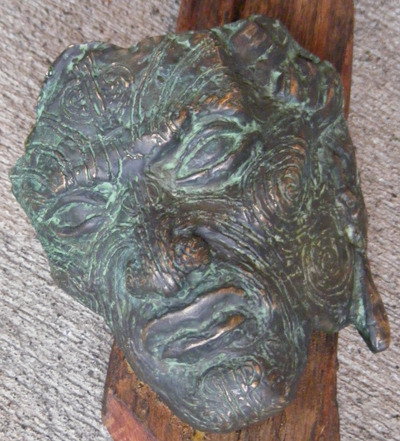 Ashely W Smith Bronze Mask maori art kura gallery auckland wellington new zealand close up