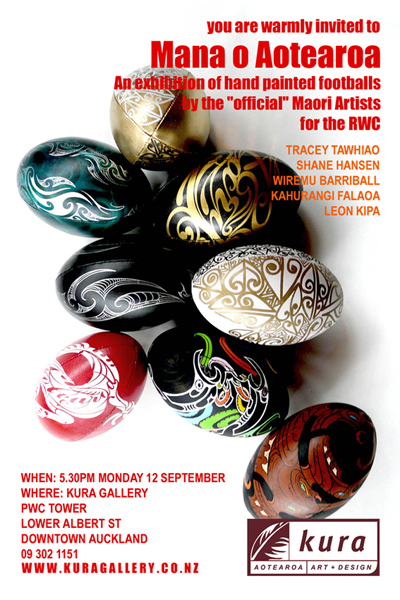 Mana o aotearoa exhibition invite september rwc kura gallery auckland new zealand