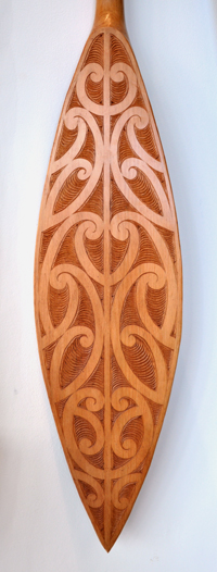 Matt Smiler Kura Gallery Maori Art Design Aotearoa New Zealand Carving Matai Hoe Paddle 3