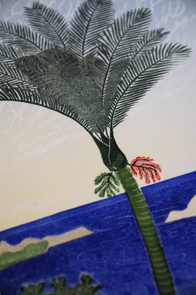 Allan Gale Kura Gallery Maori Art Design New Zealand Aotearoa Printmaking Limited Edition Woodcut Print Hokianga Nikau