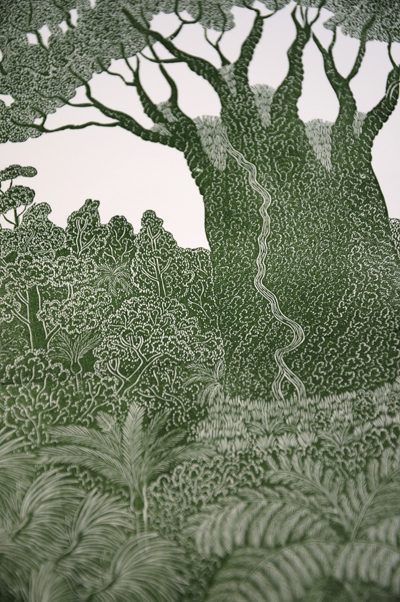 Allan Gale Kura Gallery Maori Art Design New Zealand Aotearoa Printmaking Limited Edition Woodcut Print Te Matua o te Ngahere