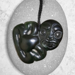 NZ Greenstone Hei Tiki pendant