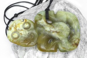 Tiki carved from lemon jade by Al Brown