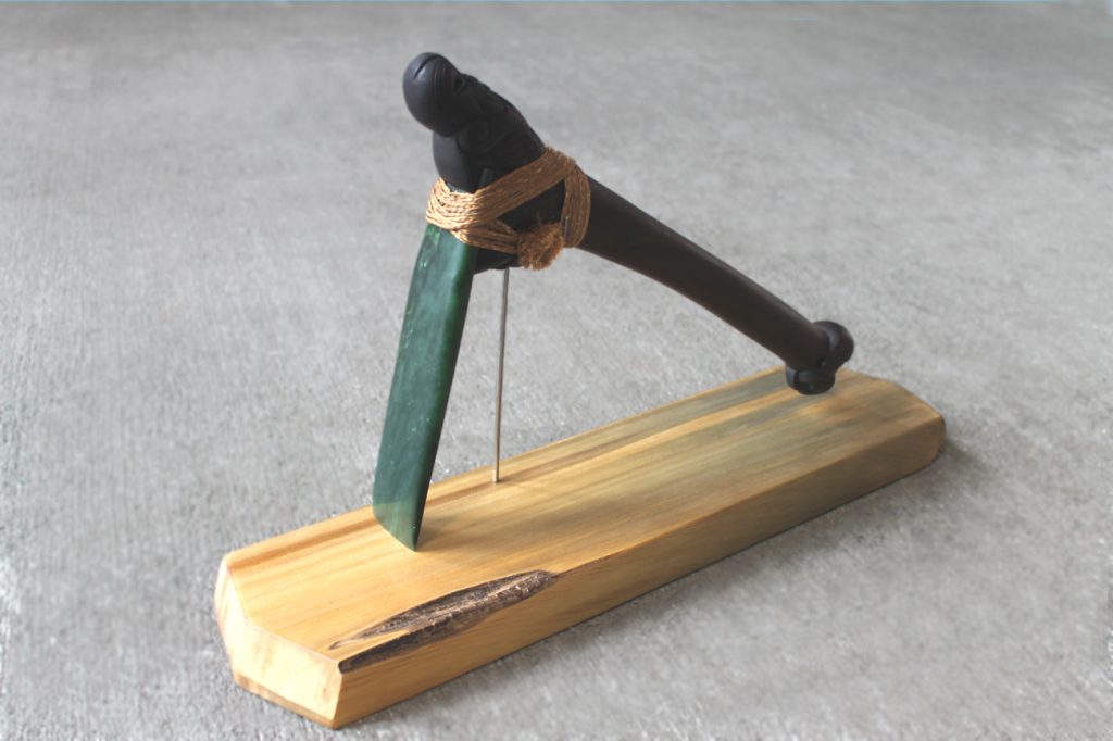Maori traditional adze with greenstone head by Al Brown
