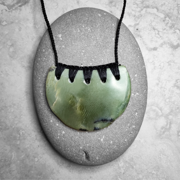 NZ Greenstone shield pendant
