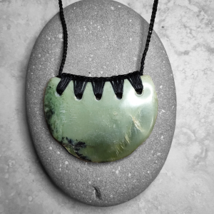 NZ Greenstone shield pendant