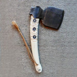 Forged steel axe with a whalebone handle by Alex Sands