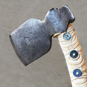 Forged steel axe with a whalebone handle by Alex Sands