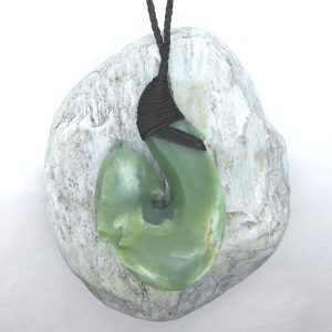 Greenstone matau or fish-hook pendant by Alex Sands