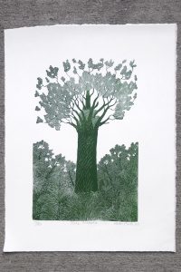 Print of a large tree called 'Tane Mahuta' by Allan Gale