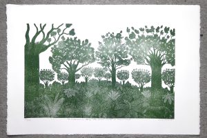 Print of a forest scene by Allan Gale
