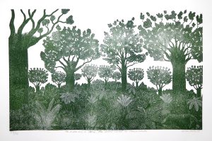 Print of a forest scene by Allan Gale