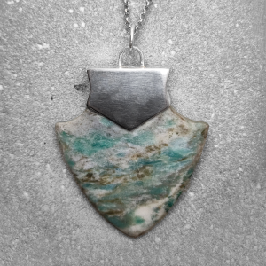 Nz Greenstone Aotea and silver spearhead pendant