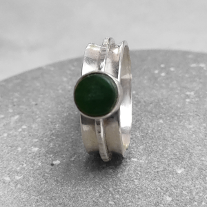 NZ Greenstone and silver ring