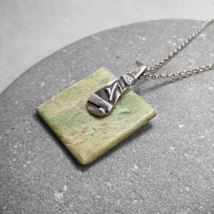NZ Greenstone and silver pendant