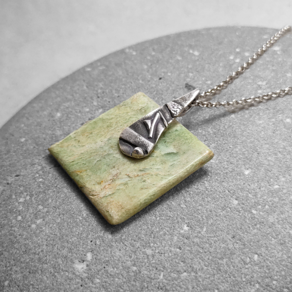 NZ Greenstone and silver pendant