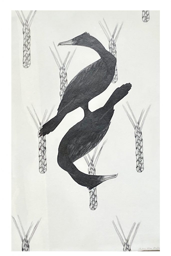 Art print by Andrea Mae Miller called Untitled, double cormorant.
