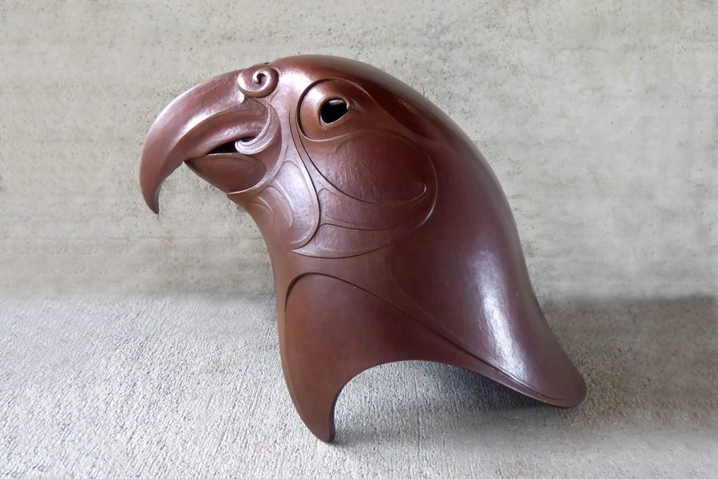 Bronze kaka bird head by Todd Couper