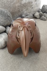 Bronze kaka bird head by Todd Couper