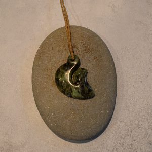 NZ Greenstone Matau Or Hook Pendant