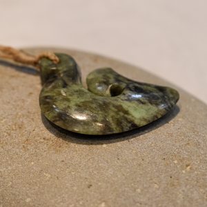NZ Greenstone Matau Or Hook Pendant