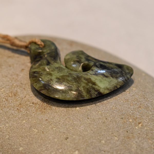 NZ Greenstone Matau Or Hook Pendant