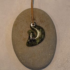 NZ Greenstone Matau Or Hook Pendant