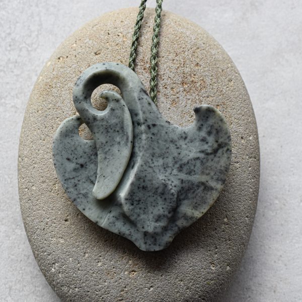 NZ Greenstone Whai Or Stingray Pendant