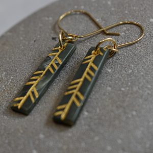 NZ Greenstone Taki Toru Gold Accent Earrings