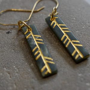 NZ Greenstone Taki Toru Gold Accent Earrings
