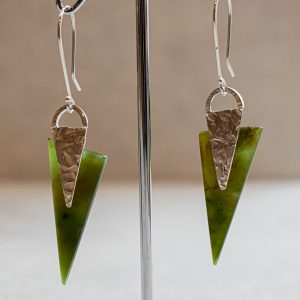 NZ Greenstone Downward Pointing Earrings