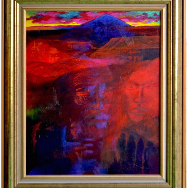 Framed painting by Darcy Nicholas, called Ancestral House.