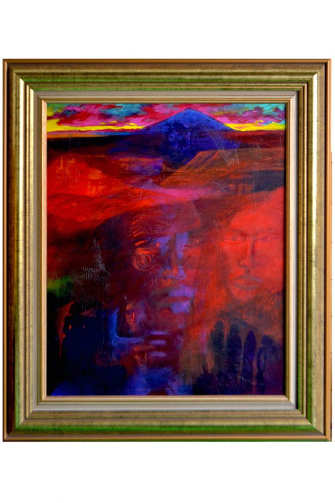 Framed painting by Darcy Nicholas, called Ancestral House.