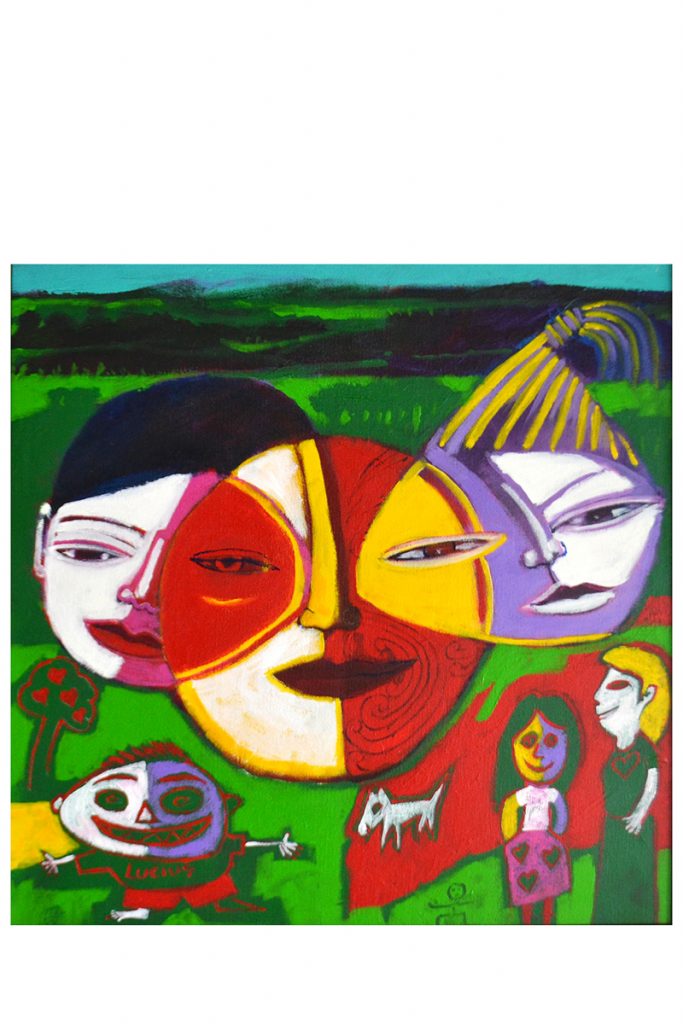 Painting by Darcy Nicholas called Mokopuna Land