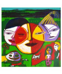 Painting by Darcy Nicholas called Mokopuna Land