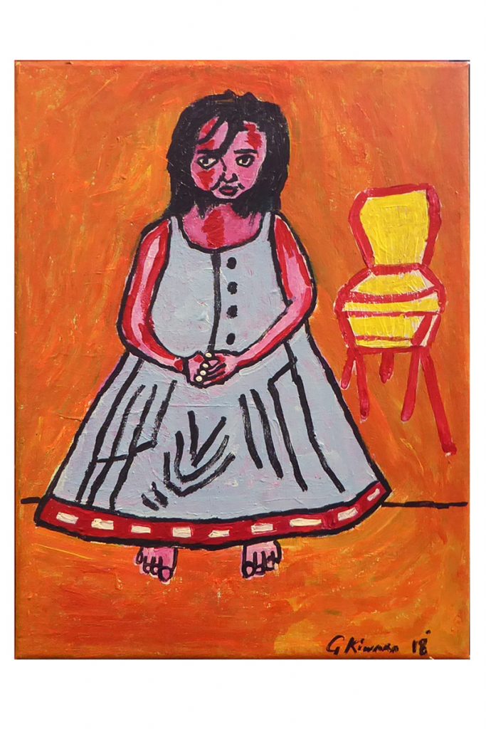Colourful painting with young girl called 'Maori Foster Child' by George Kiwara