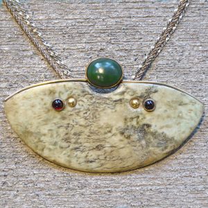 Necklace with large NZ jade pendant by Hanne Eriksen Mapp