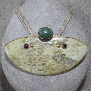 Greenstone shield pendant necklace by Hanne Eriksen Mapp