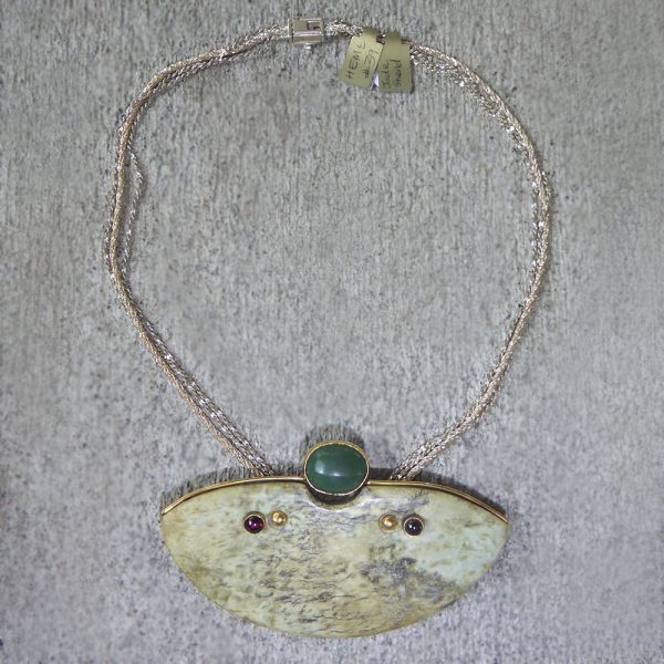 Greenstone shield pendant by Hanne Eriksen Mapp