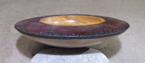 NZ rimu carved bowl with red edge by Hugh Mill