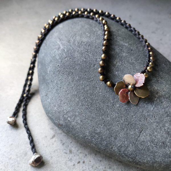 Zoya Beri - Brass Bead Flower Choker  (500mm #69 A)