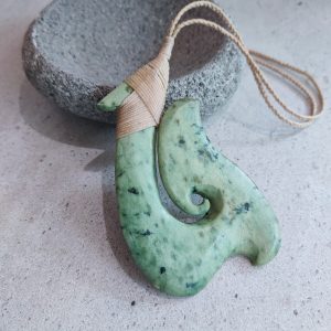 NZ greenstone hei matau pendant