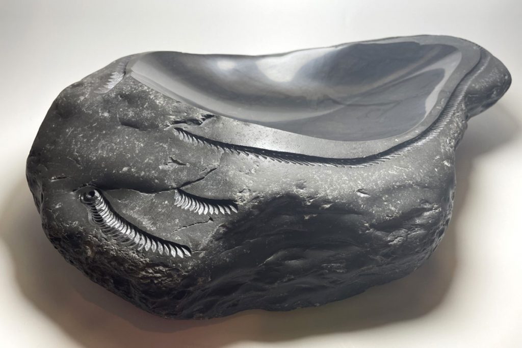 Bowl carved from NZ Pakohe stone by Maia Hegglun