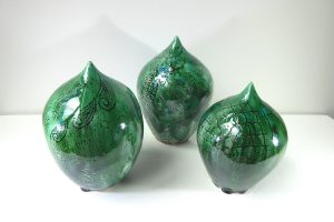 Green pottery 'seed pods' by Maria Brockhill
