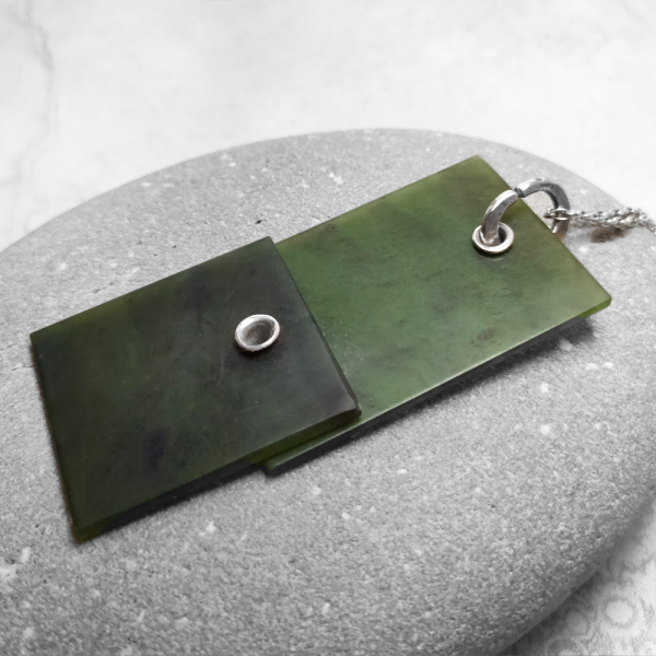 Neil Adcock - NZ Pounamu and Silver Necklace (70mm #NA -140 As) - Image 3