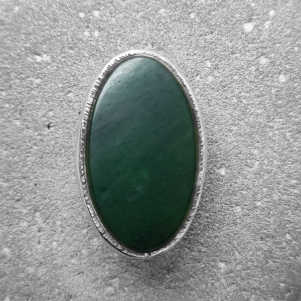 Neil Adcock - Pounamu & Silver Ring  (#70  Ag) - Image 2