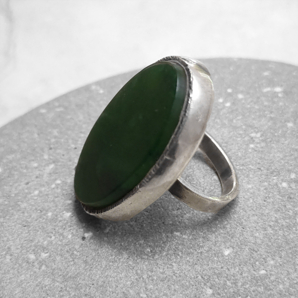 Neil Adcock - Pounamu & Silver Ring  (#70  Ag)