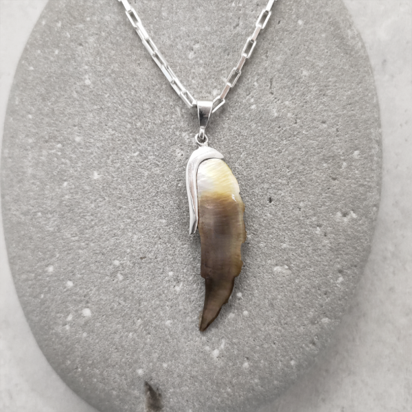 MOP and silver angel wing charm necklace