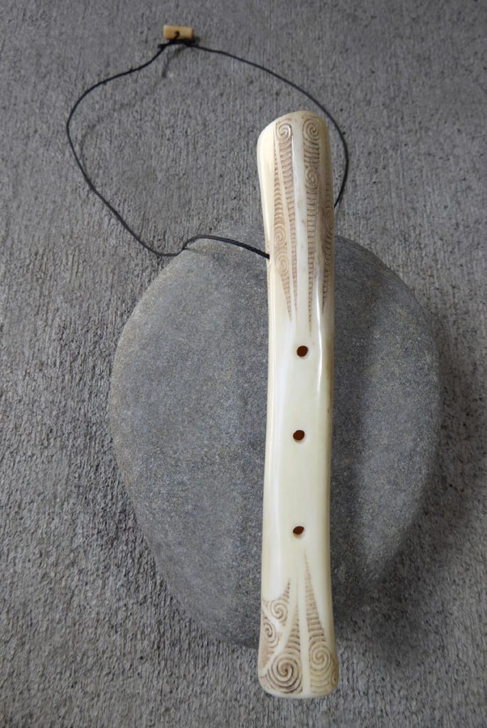 Deerbone koauau or flute carved by Owen Mapp