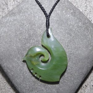 Greenstone matau or fish hook pendant by Raegan Bregmen